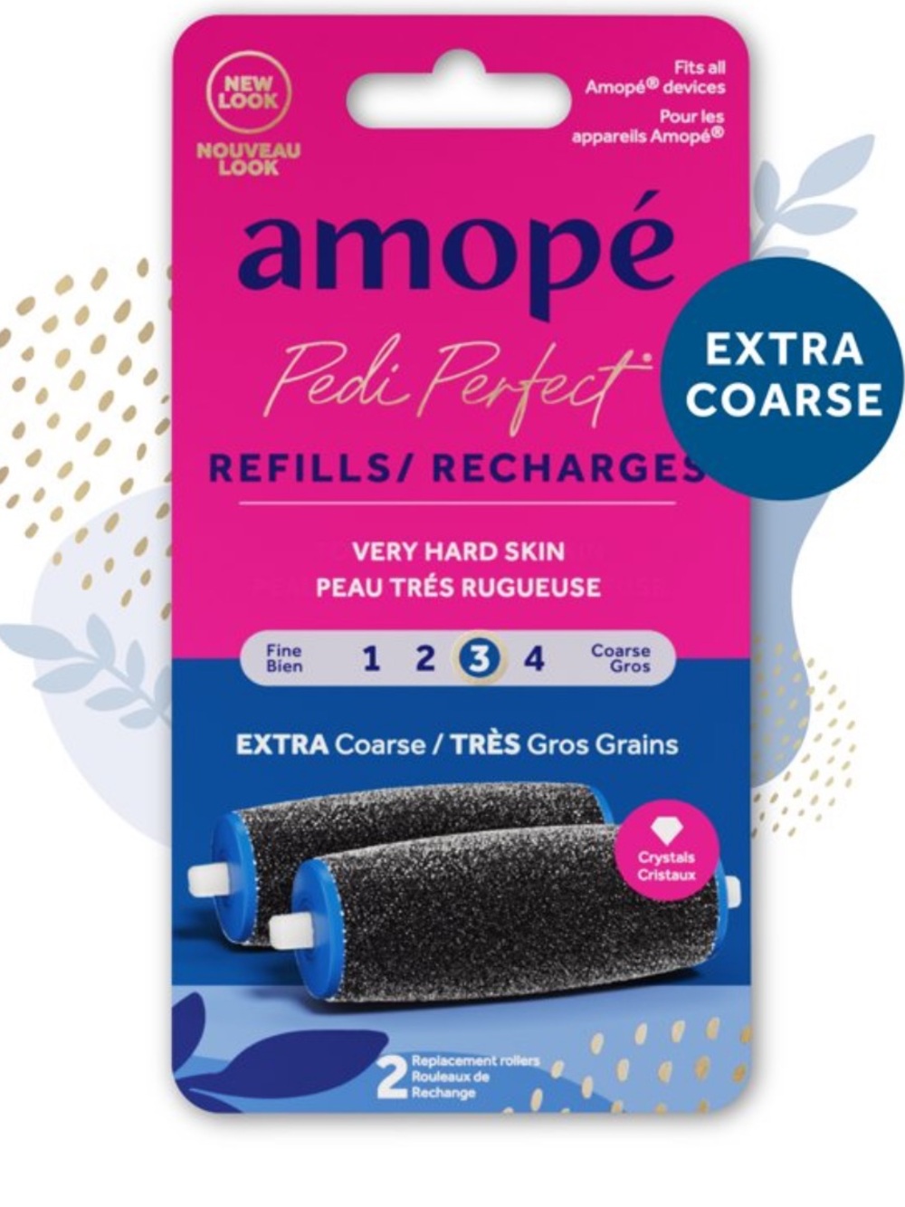 Amope Pedi Perfect Electronic Foot File Refills Extra Coarse, 2 count new